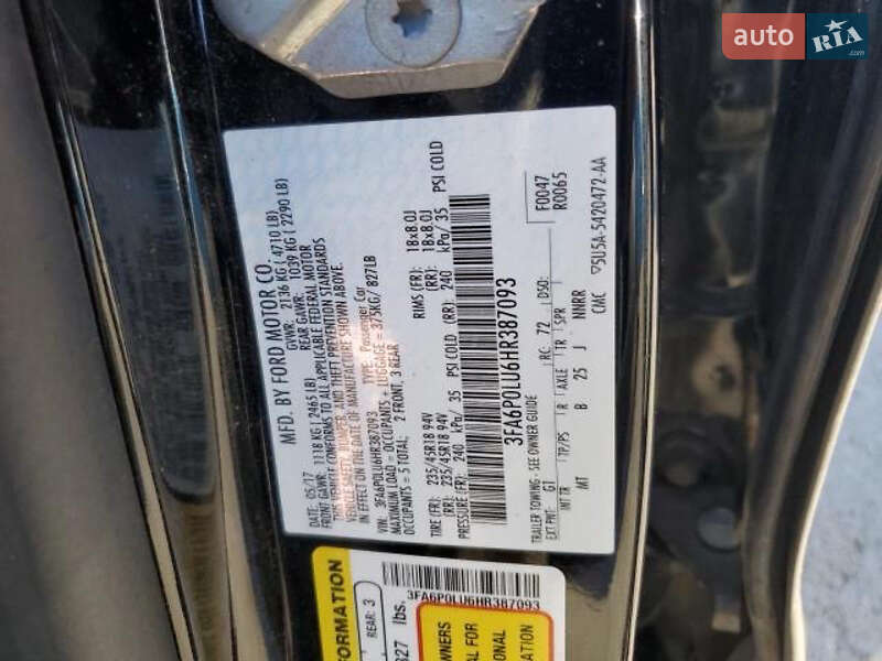Седан Ford Fusion 2017 в Львові