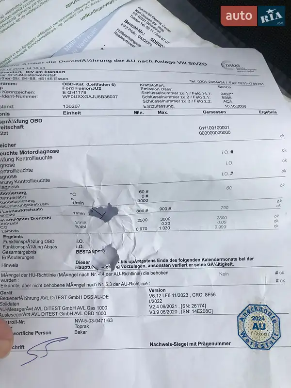 Хетчбек Ford Fusion 2006 в Луцьку документ 3 фото Хетчбек Ford Fusion 2006 в Луцьку документ