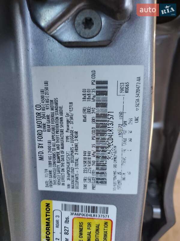 Седан Ford Fusion 2020 в Черкассах фото 12 Седан Ford Fusion 2020 в Черкассах