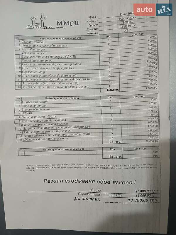 Седан Ford Fusion 2014 в Миколаєві