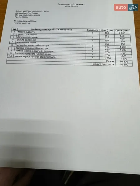 Седан Ford Fusion 2016 в Киеве документ