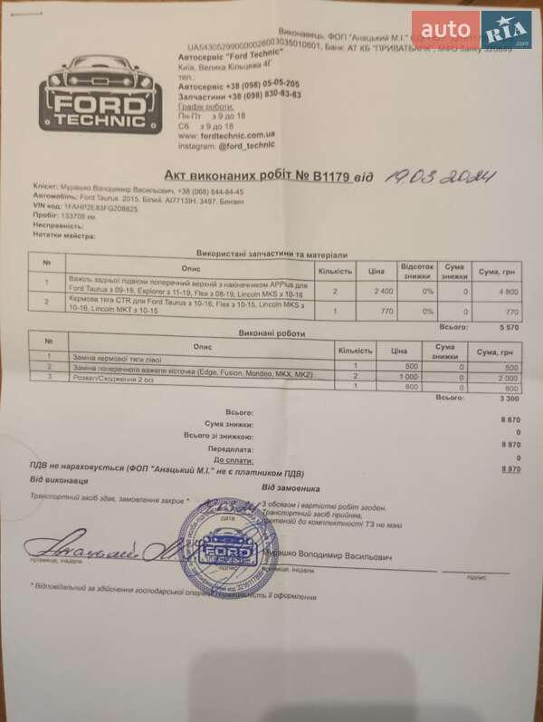 Седан Ford Taurus 2015 в Києві