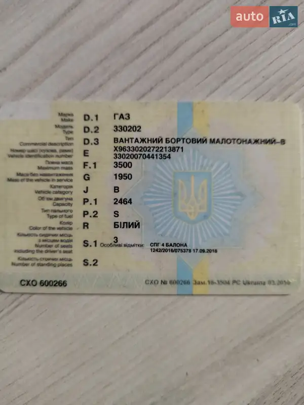 Борт ГАЗ 3302 Газель 2007 в Днепре документ