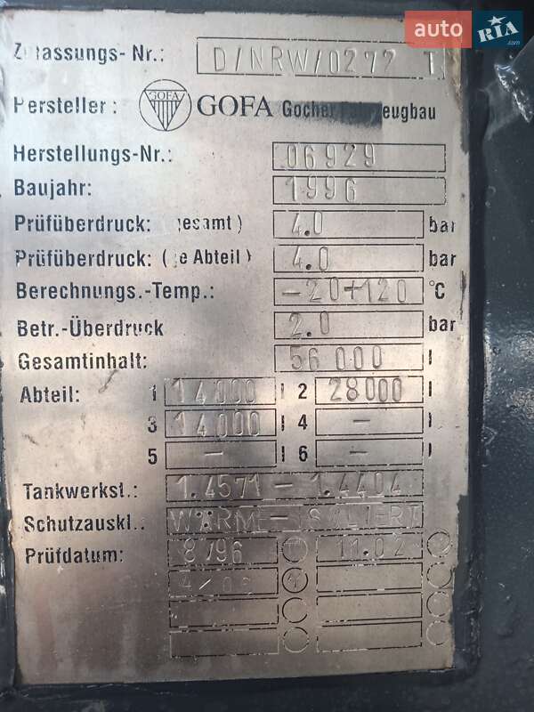 Цистерна полуприцеп GOFA TSA 1996 в Прилуках