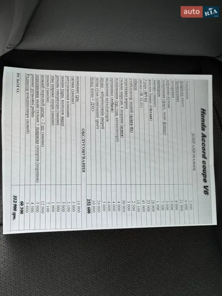 Купе Honda Accord 2016 в Виннице документ