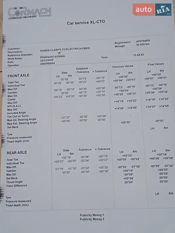 Седан Honda Clarity 2020 в Запоріжжі документ