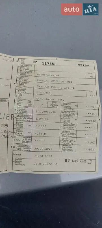 Позашляховик / Кросовер Hyundai ix35 2014 в Луцьку документ