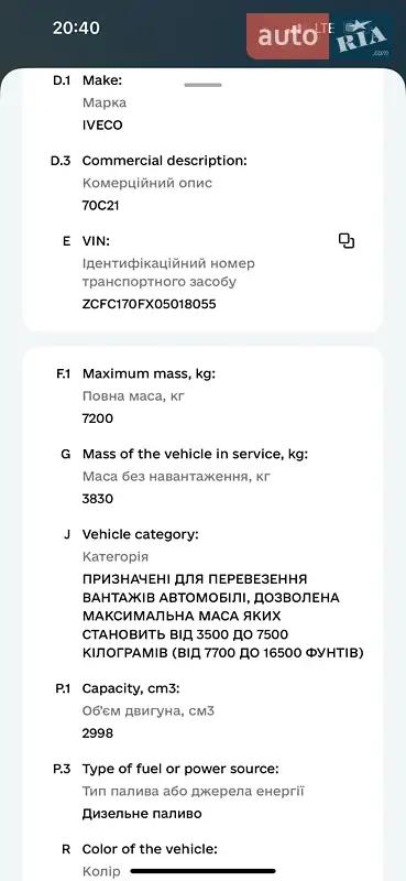 Вантажний фургон Iveco Daily 2015 в Ковелі документ