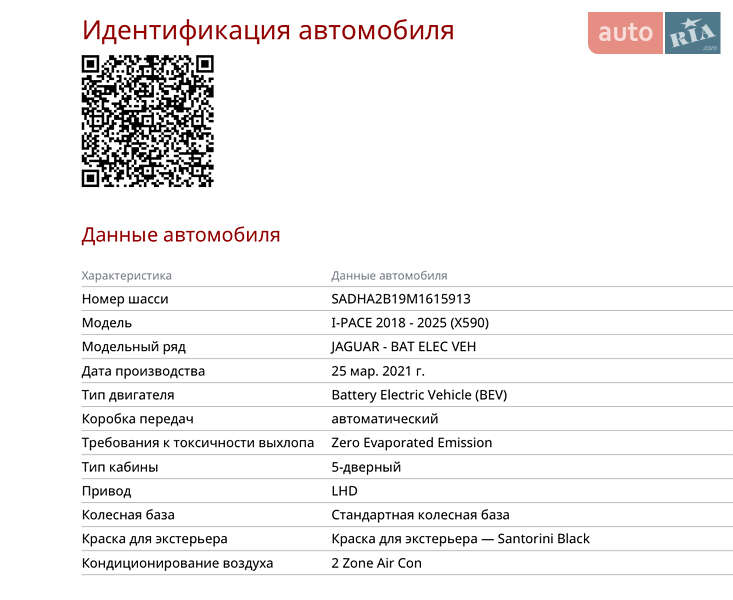 Внедорожник / Кроссовер Jaguar I-Pace 2021 в Луцке фото 44 Внедорожник / Кроссовер Jaguar I-Pace 2021 в Луцке