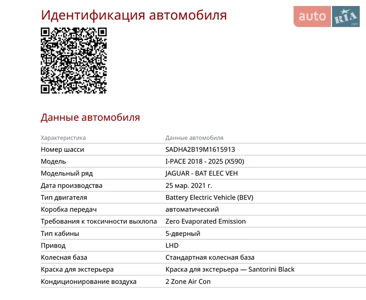 Внедорожник / Кроссовер Jaguar I-Pace 2021 в Луцке документ 3 фото Внедорожник / Кроссовер Jaguar I-Pace 2021 в Луцке документ