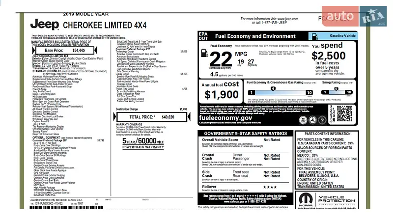 Позашляховик / Кросовер Jeep Cherokee 2019 в Кременчуці документ