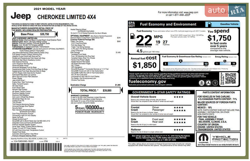 Позашляховик / Кросовер Jeep Cherokee 2021 в Харкові