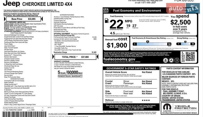 Внедорожник / Кроссовер Jeep Cherokee 2018 в Броварах