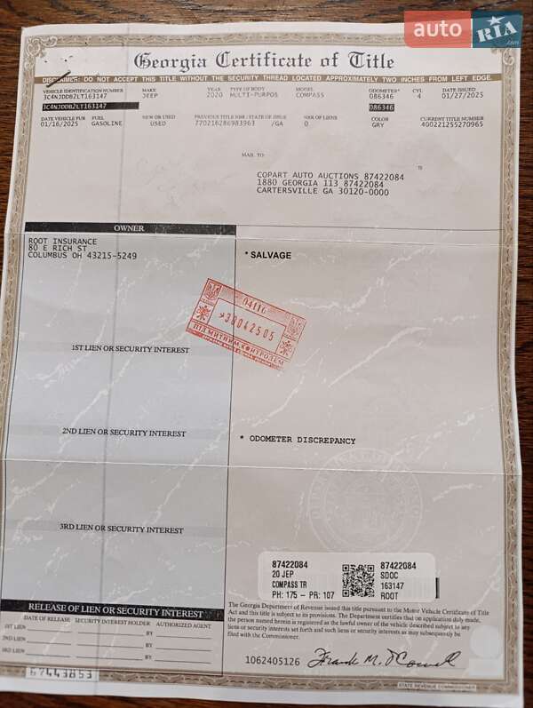 Внедорожник / Кроссовер Jeep Compass 2019 в Коломые