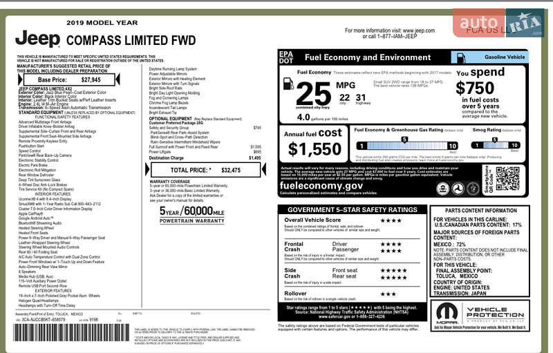 Позашляховик / Кросовер Jeep Compass 2018 в Сумах