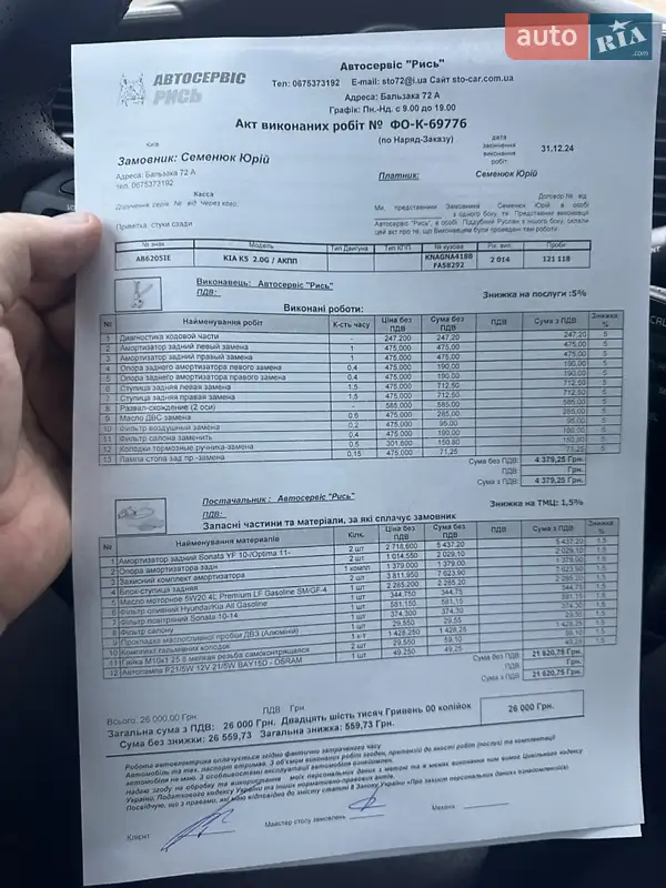 Седан Kia K5 2014 в Киеве документ