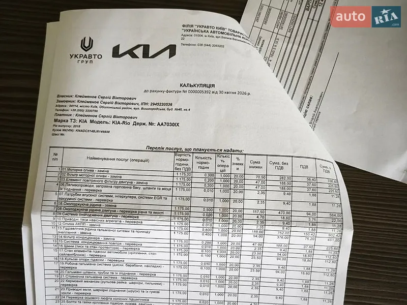 Хетчбек Kia Rio 2018 в Києві документ