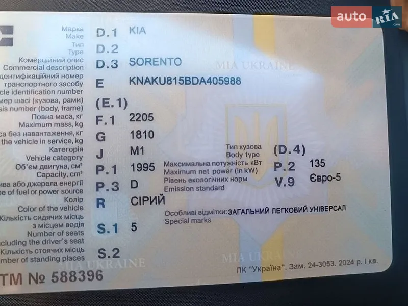 Позашляховик / Кросовер Kia Sorento 2013 в Івано-Франківську документ