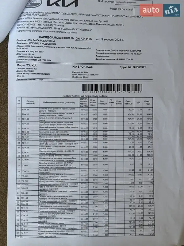 Позашляховик / Кросовер Kia Sportage 2021 в Южному документ