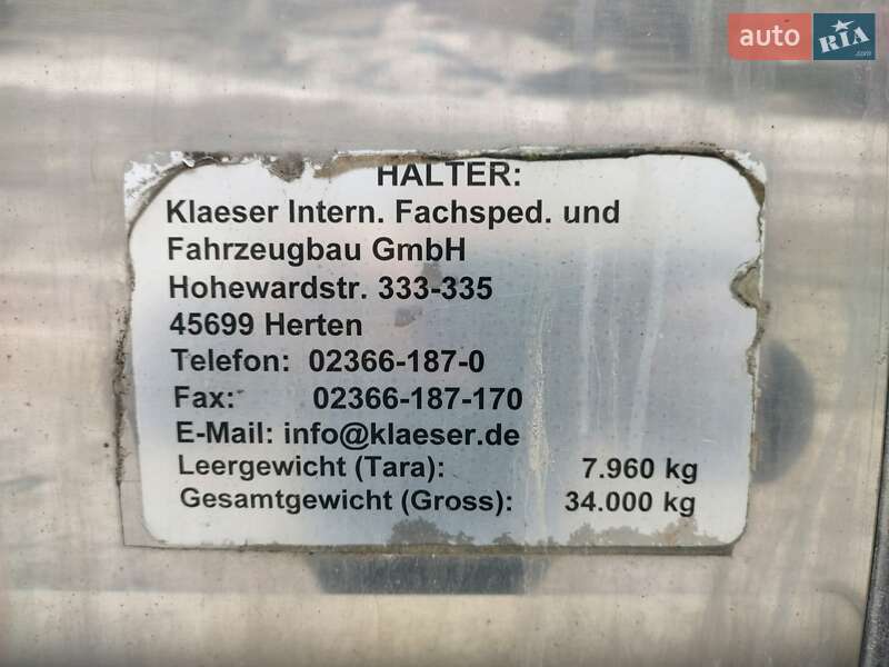 Цистерна полуприцеп Klaeser TSA 1996 в Киеве