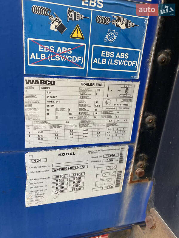 Тентований борт (штора) - напівпричіп Kogel SN 24 2008 в Дніпрі фото 10 Тентований борт (штора) - напівпричіп Kogel SN 24 2008 в Дніпрі