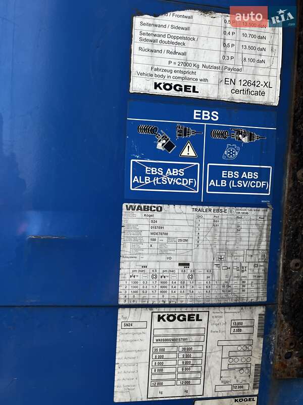 Тентованный борт (штора) - полуприцеп Kogel SN 24 2012 в Ратным фото 2 Тентованный борт (штора) - полуприцеп Kogel SN 24 2012 в Ратным