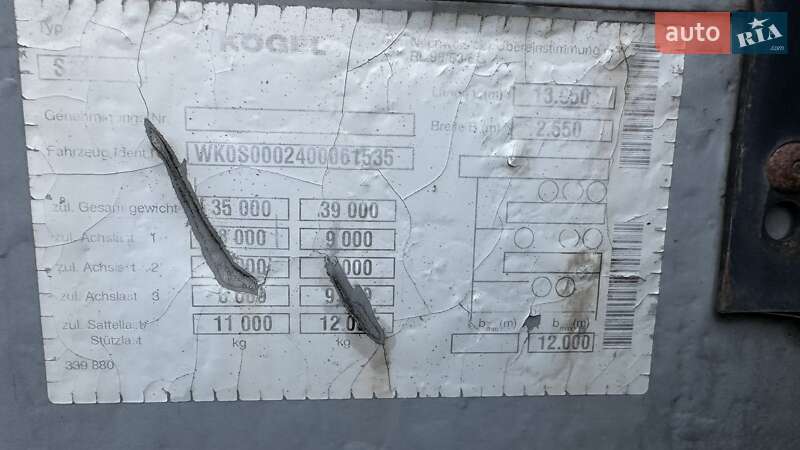 Тентований борт (штора) - напівпричіп Kogel SN 24 2008 в Луцьку