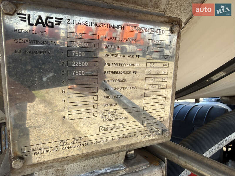 Цистерна напівпричіп LAG 0-3-34KHSL 2005 в Жовкві