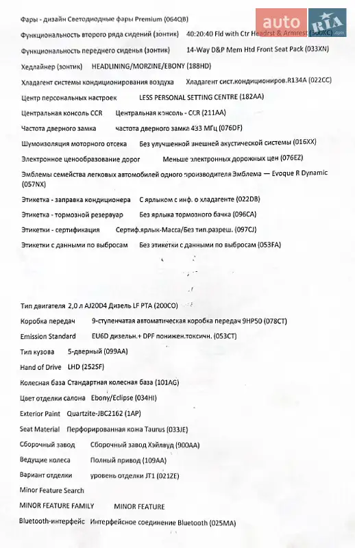 Внедорожник / Кроссовер Land Rover Range Rover Evoque 2019 в Киеве документ