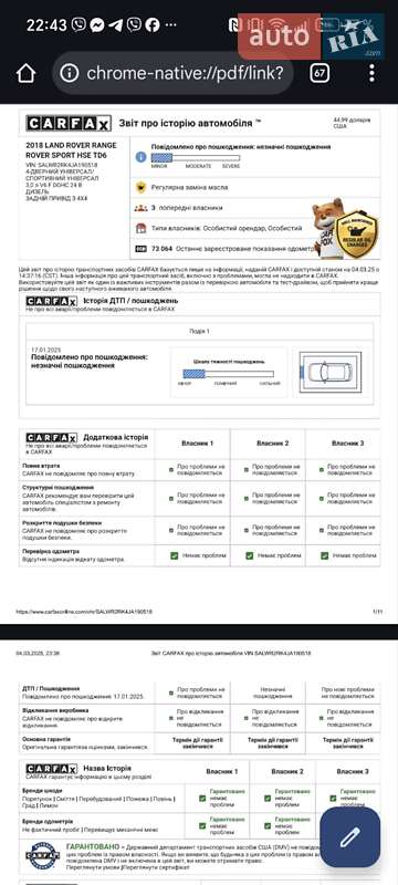 Внедорожник / Кроссовер Land Rover Range Rover Sport 2018 в Киеве