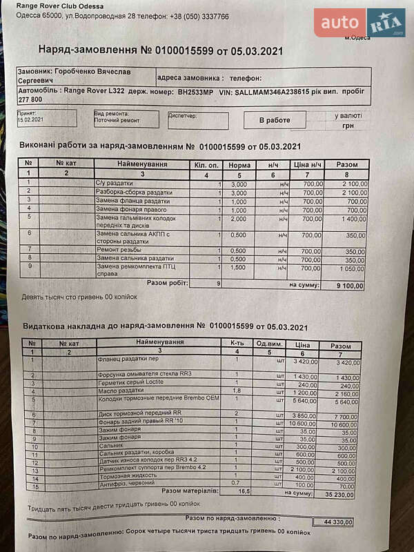 Внедорожник / Кроссовер Land Rover Range Rover 2006 в Одессе