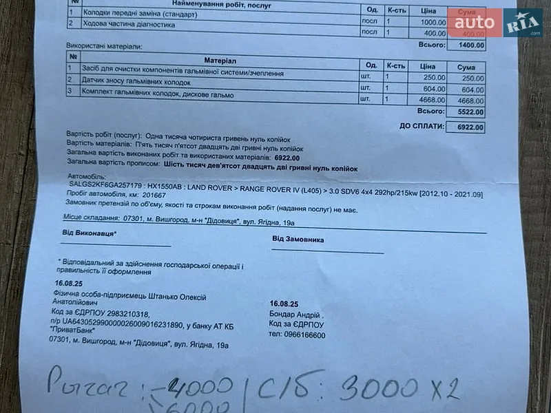Внедорожник / Кроссовер Land Rover Range Rover 2015 в Борисполе документ