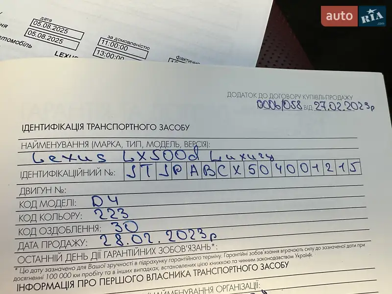 Внедорожник / Кроссовер Lexus LX 2022 в Киеве документ 4 фото Внедорожник / Кроссовер Lexus LX 2022 в Киеве документ