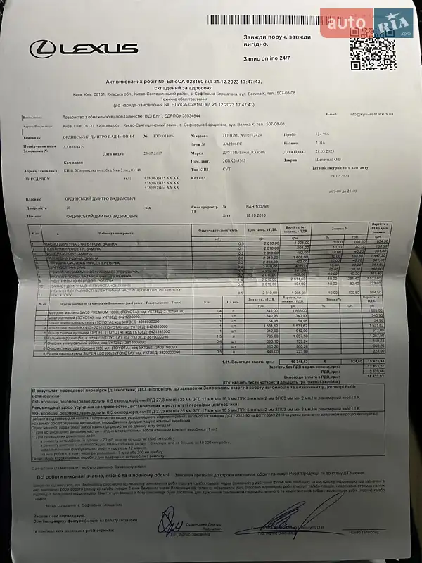Позашляховик / Кросовер Lexus RX 2016 в Києві документ 2 фото Позашляховик / Кросовер Lexus RX 2016 в Києві документ