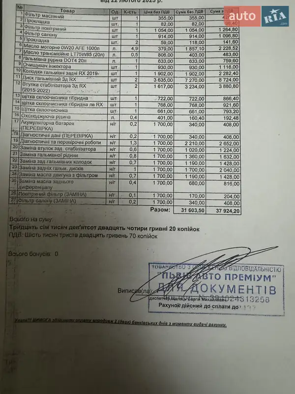 Позашляховик / Кросовер Lexus RX 2016 в Трускавці документ