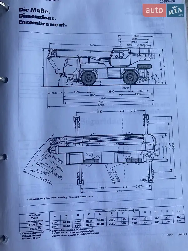 Автокран Liebherr LTM 1030 1995 в Дніпрі документ