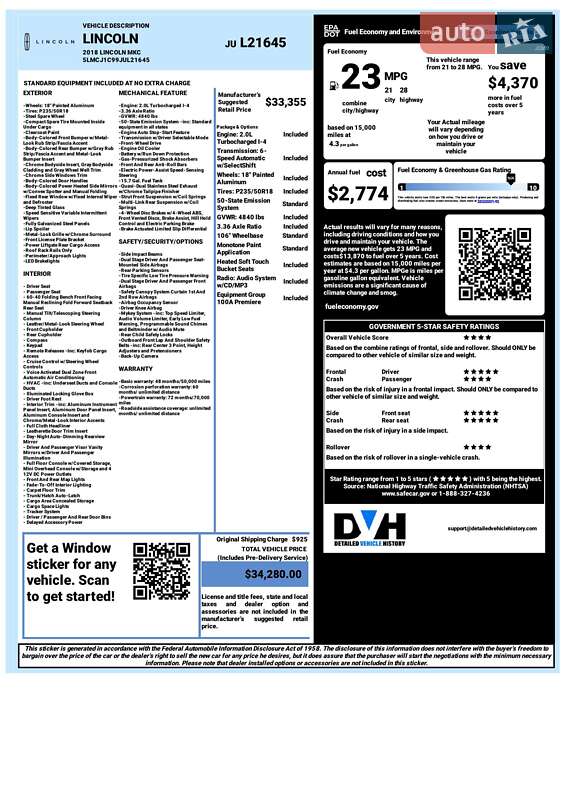 Позашляховик / Кросовер Lincoln MKC 2018 в Києві