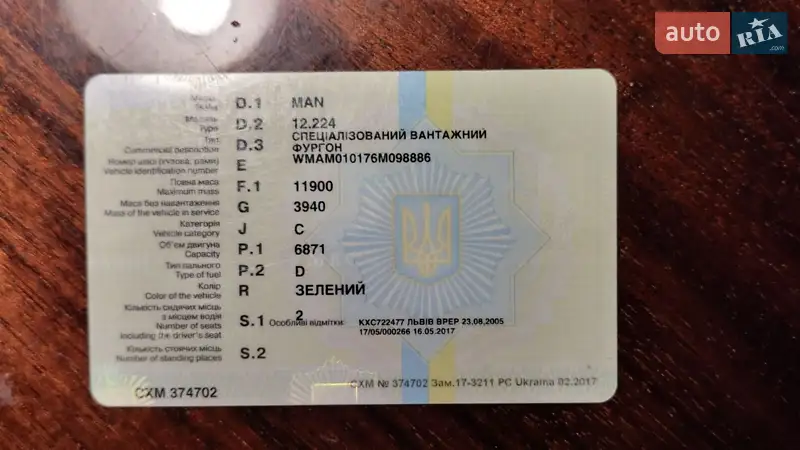 Грузовой фургон MAN 12.224 2000 в Одессе документ