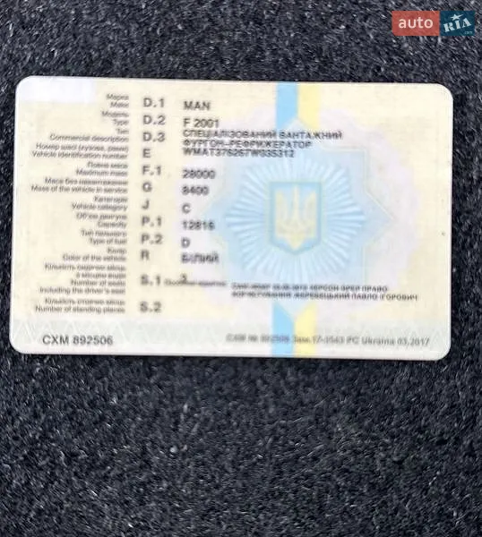Рефрижератор MAN Comandor 2000 в Львові документ