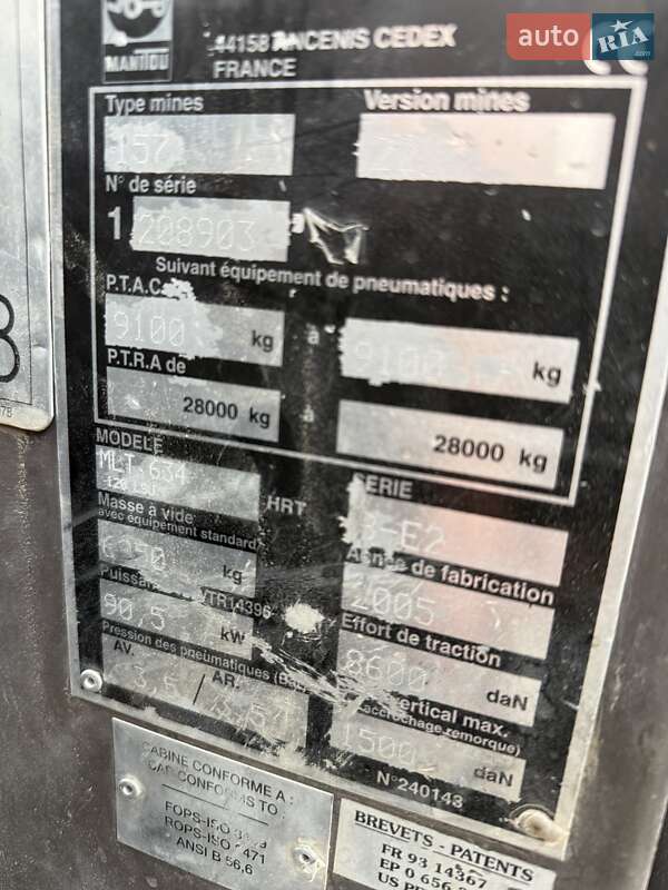 Телескопічні навантажувачі Manitou MLT 634-120 LSU 2005 в Луцьку фото 34 Телескопічні навантажувачі Manitou MLT 634-120 LSU 2005 в Луцьку