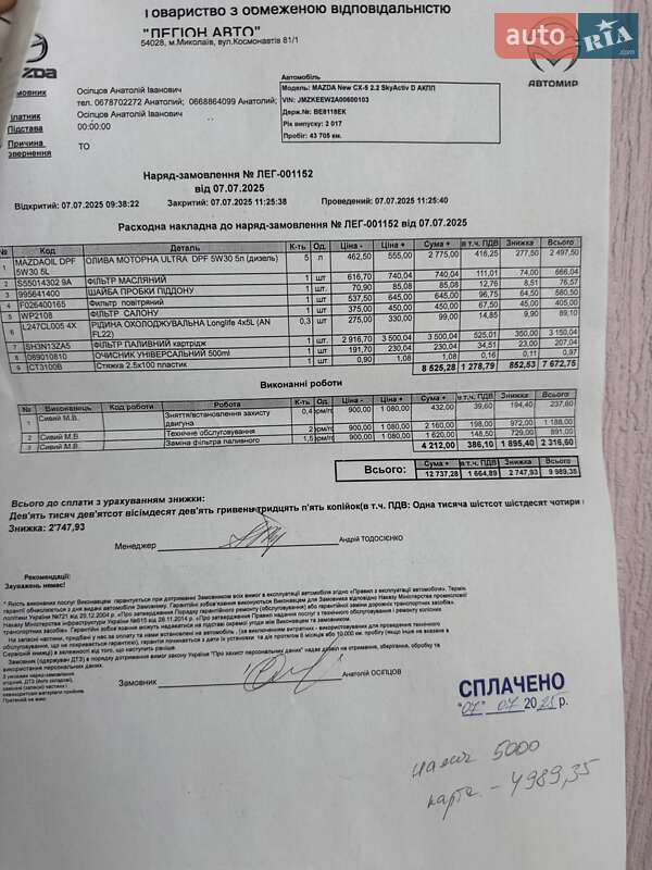 Внедорожник / Кроссовер Mazda CX-5 2017 в Николаеве