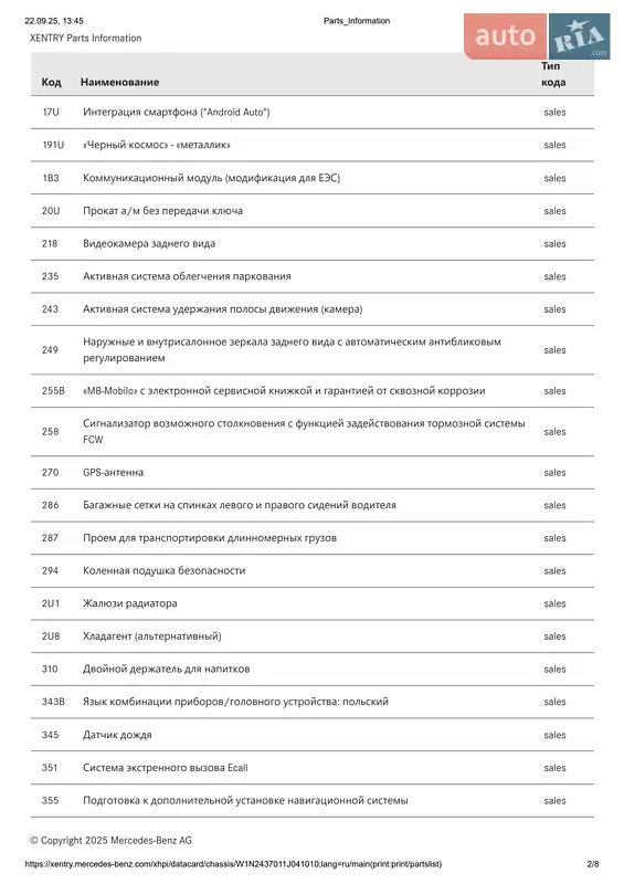 Хетчбек Mercedes-Benz EQA 2022 в Києві документ