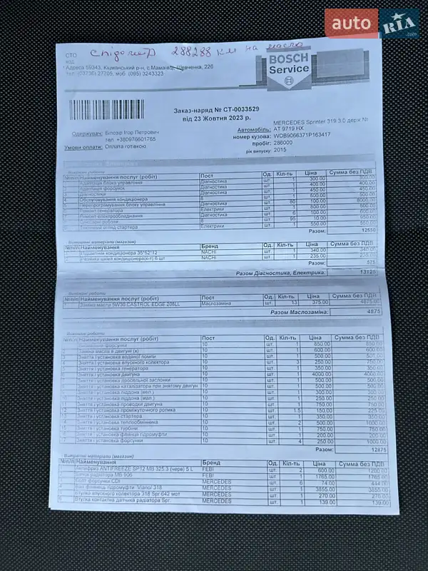 Вантажопасажирський фургон Mercedes-Benz Sprinter 2015 в Івано-Франківську документ