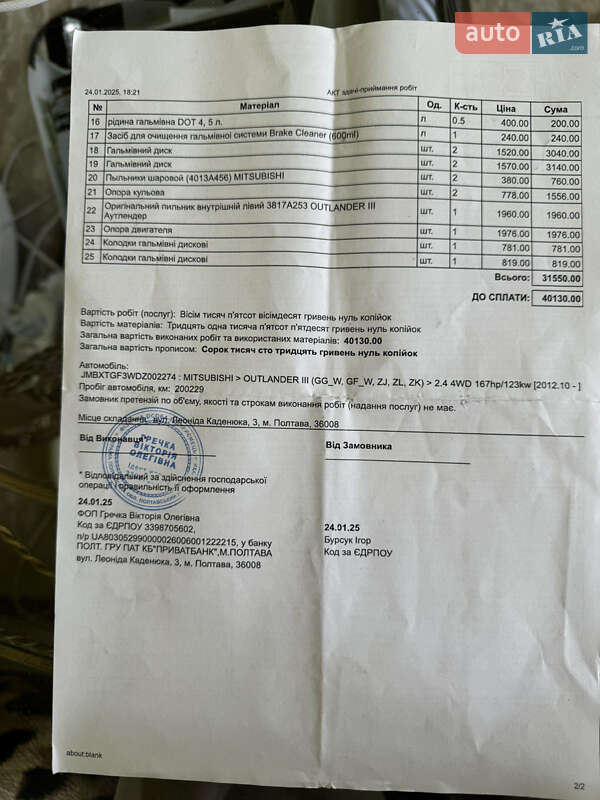 Внедорожник / Кроссовер Mitsubishi Outlander 2012 в Краснограде