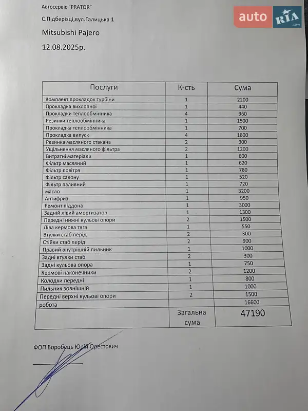 Позашляховик / Кросовер Mitsubishi Pajero Wagon 2008 в Кам'янець-Подільському документ