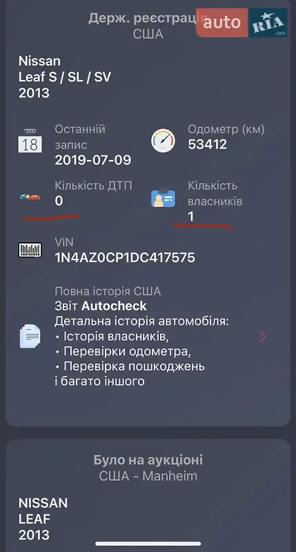 Хэтчбек Nissan Leaf 2013 в Виннице документ