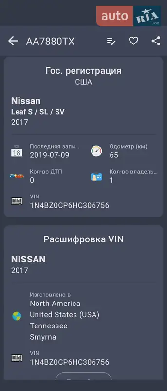 Хэтчбек Nissan Leaf 2017 в Хмельницком документ