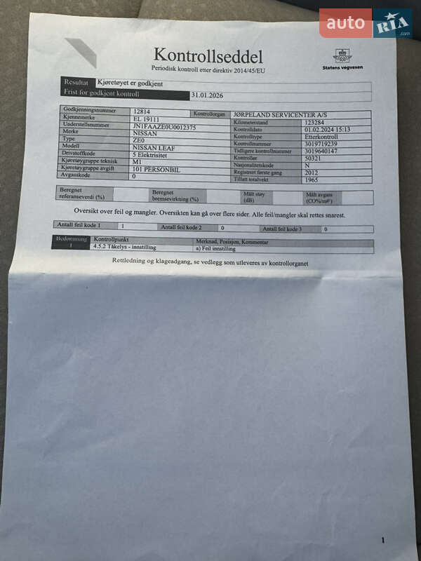 Хетчбек Nissan Leaf 2012 в Яворові