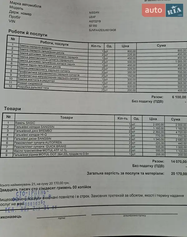 Хэтчбек Nissan Leaf 2014 в Ирпене документ
