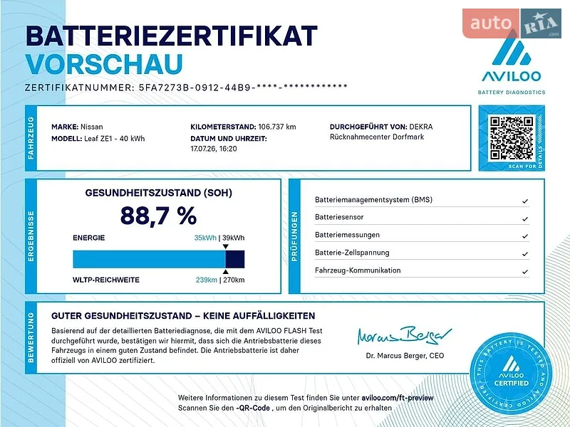 Хэтчбек Nissan Leaf 2021 в Львове документ